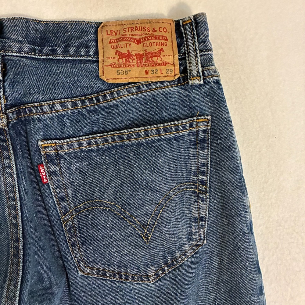 Vtg Y2K Levis 505 Jeans Mens Size 32x29 Straight Fit Denim Preppy Work Pants - Picture 5 of 9